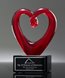 Picture of Ruby Heart Art Glass Trophy - Black Base