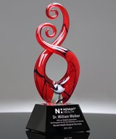 Picture of Red Murano Swirl Art Glass Award - Black Base