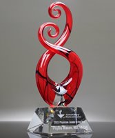Picture of Red Murano Swirl Art Glass Award - Clear Base
