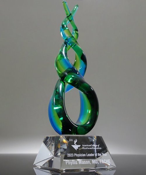 Picture of Serenity Helix Art Glass Award - Clear Base