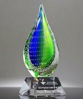 Picture of Aqua Verde Droplet Art Glass Award