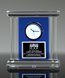 Picture of Blue Crystal Desk Clock with Engraved Plate