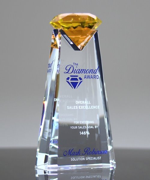Picture of Essence Diamond Award - Amber Gold Crystal