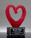 Picture of Ruby Heart Art Glass Trophy - Black Base
