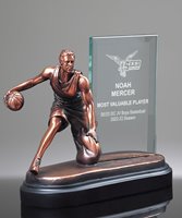 Picture of Action Basketball Glass Plaque