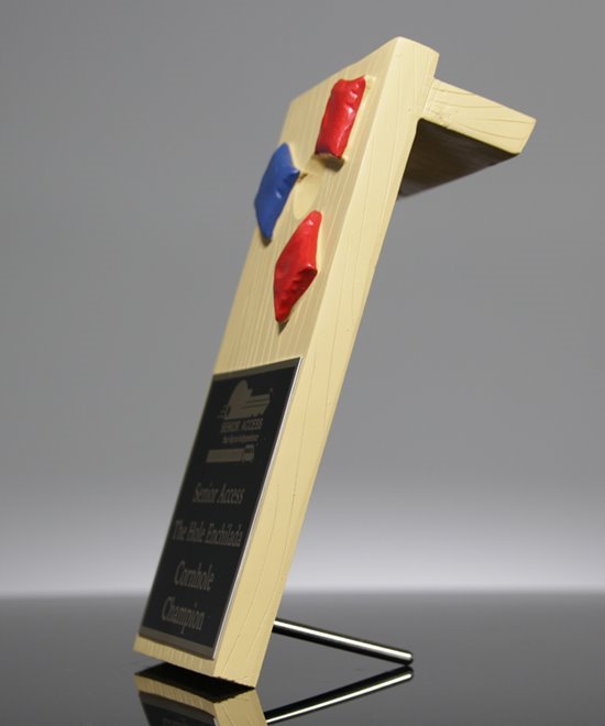 Gold Resin Cornhole Winner Award Trophy Plaque - FREE Engraving & Fast Shipping