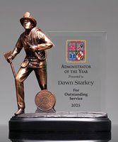 Picture of Fireman Trophy with Full Color Glass Plaque