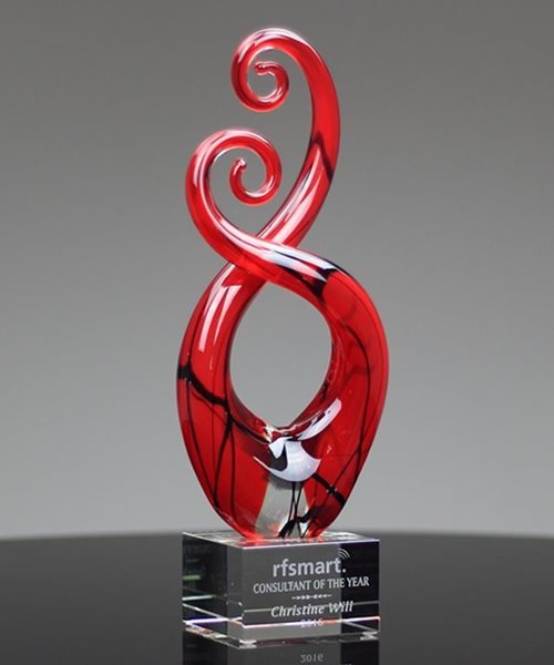 Picture of Red Art Glass Trophy