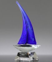 Picture of Blue Voyage Art Glass Boat Award