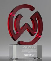 Picture of Custom Red Crystal Logo Award
