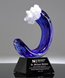 Picture of Blue Wave Art Glass Trophy - Black Base