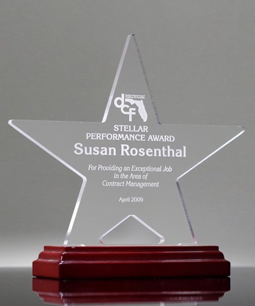 Picture of Acrylic Star on Rosewood Base Award
