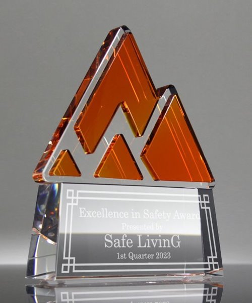 Picture of Custom Crystal Award - Amber Overlay
