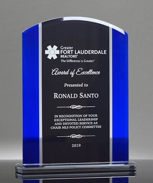 Picture of Appreciation Black & Blue Glass Award