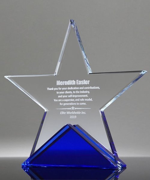 Picture of Azure Crystal Star Trophy - Laser Engraved
