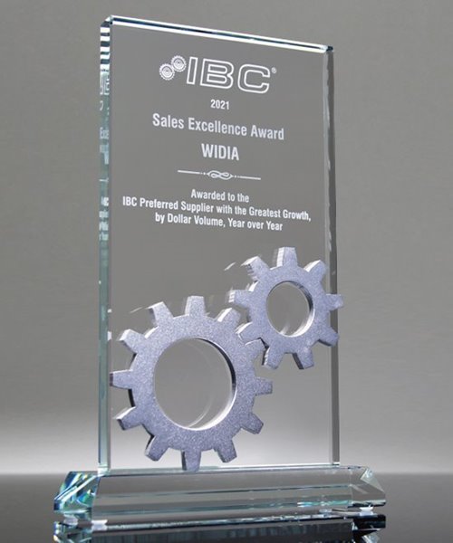 Picture of Silver Gears Glass Plaque