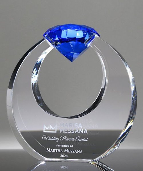 Picture of Diamond Ring Sapphire Crystal Award