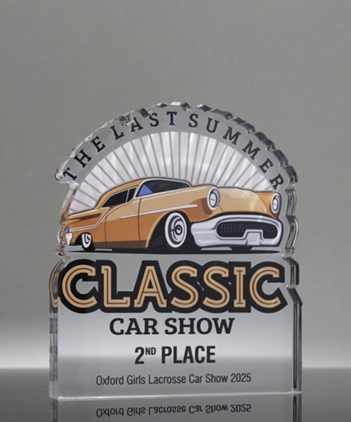 Custom Engraved Car Show Plaque 5x7 Inches - Black Marble Finish Show Stopper Trophy