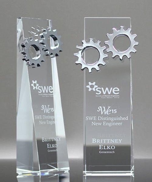 Picture of Unity Crystal Tower - Silver Gears Wedge Award