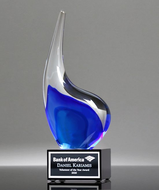 Artful Ripple Sapphire Glass Award - Large Size | Edco Awards