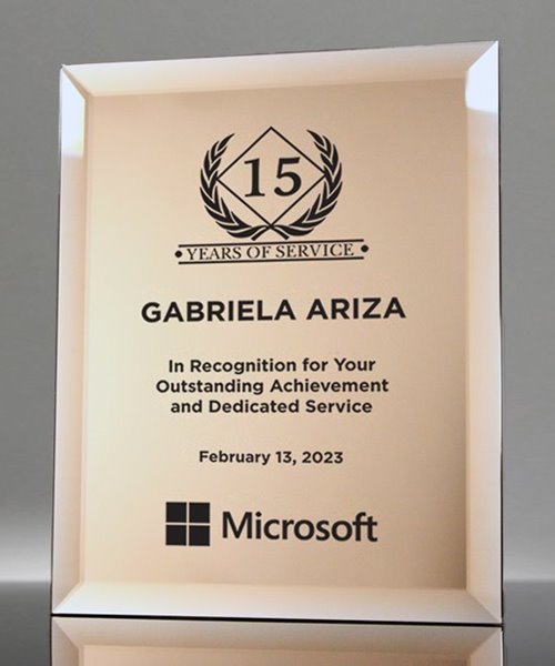 Picture of Mirrored Crystal Gold Plaque