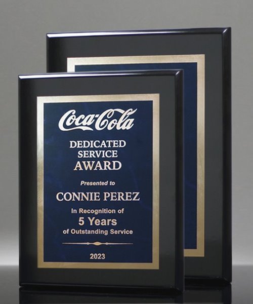 Picture of Gloss Ebony Designer Award Plaque - Blue Marble Mist