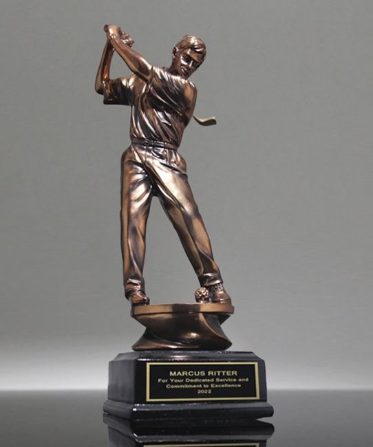 ゴルフ ゴルファー フィギュア 置物 ゴールド アンティーク 彫刻 Copper Golfer Trophy Sculpture | G1503 | Edco Awards