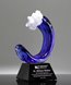 Picture of Blue Wave Art Glass Trophy - Black Base