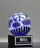 Picture of Intrigue Art Glass Sphere Trophy - Black Base