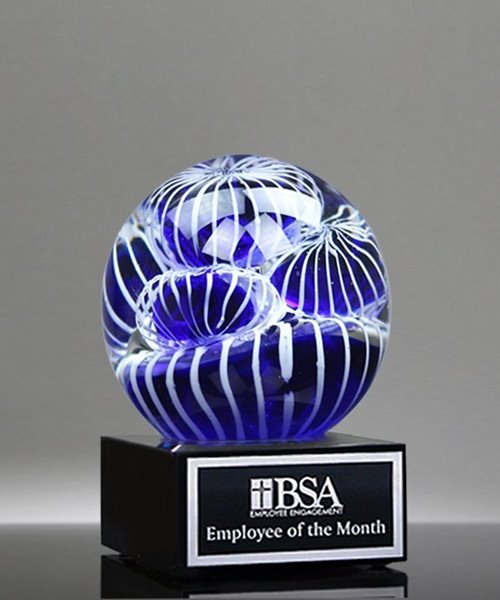 Picture of Intrigue Art Glass Sphere Trophy - Black Base