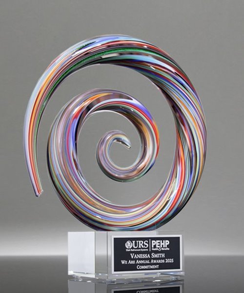 Picture of Spiral Cascade Art Glass Award - Clear Base