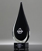 Picture of Clear & Black Droplet Art Glass Award