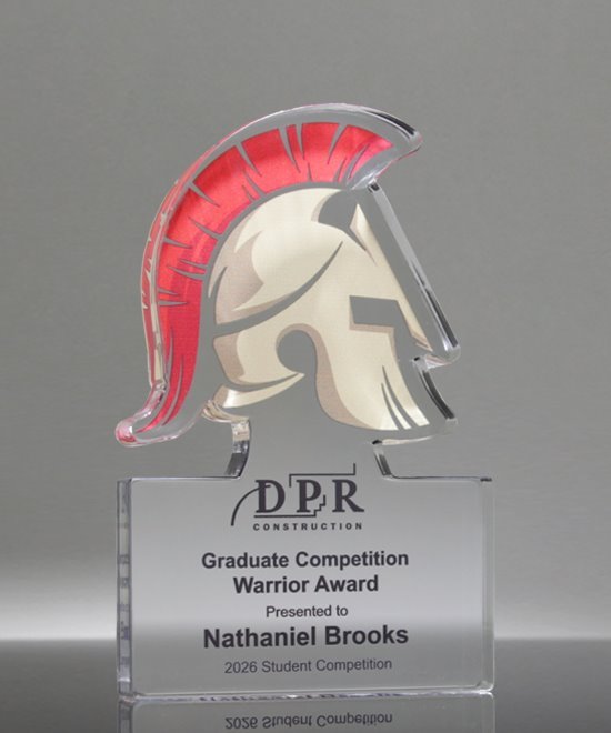 Acrylic Trojan Helmet Trophy | Warrior Award | Edco Awards