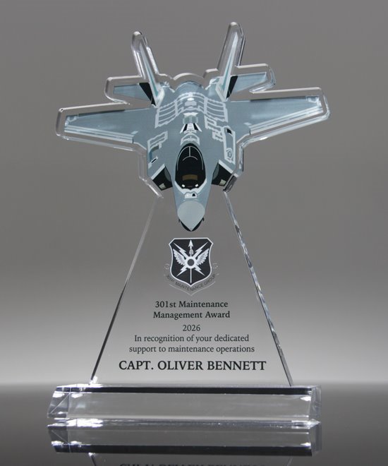 Acrylic F-15 Eagle Military Jet Trophy | Edco Awards