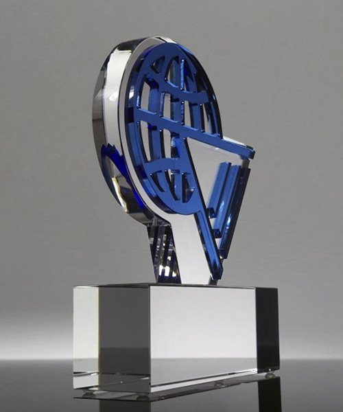 Picture of Custom Crystal Logo Award - Blue Overlay