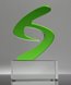Picture of Custom Shaped Green Crystal Logo Trophy