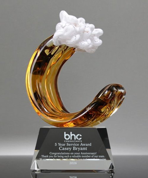 Picture of Gold Wave Art Glass Award