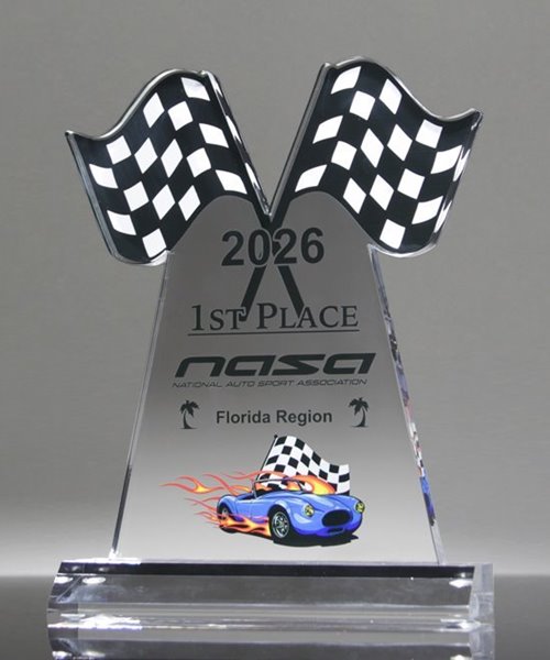 Picture of Checkered Flags Acrylic Award - UV Printed