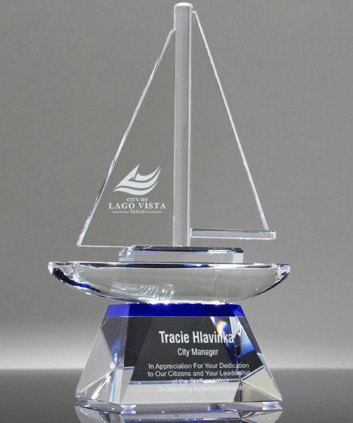 Picture of Blue Waters Crystal Sailboat Award