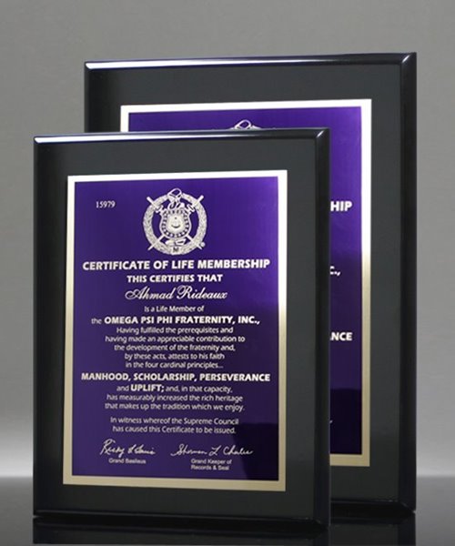 Picture of Gloss Ebony Designer Award Plaque - Purple Plate