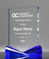 Picture of Blue Ribbon Crystal Rectangle Award
