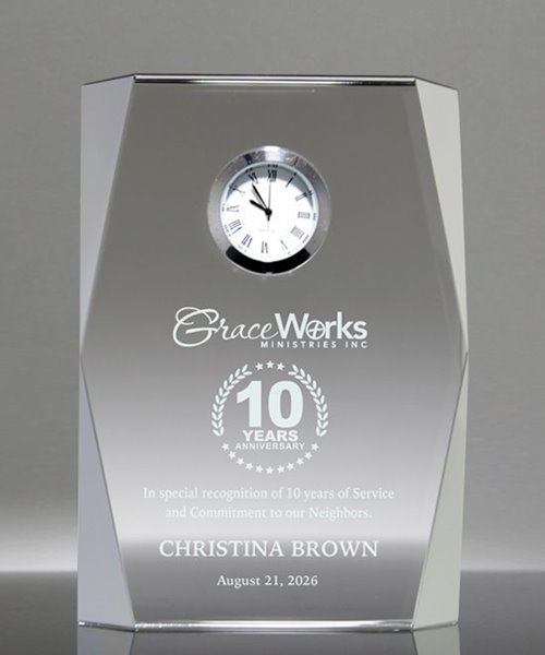 Picture of Faceted Crystal Clock Award
