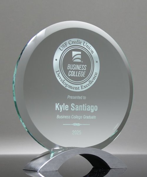 Picture of Round Glass Award on Silver Base
