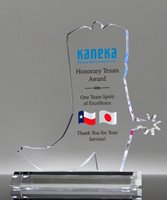 Picture of Acrylic Cowboy Boot Award with Full Color Printing