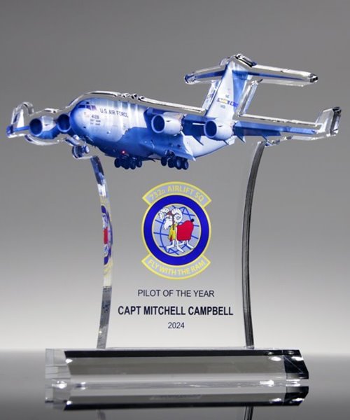 Custom Aircraft Acrylic Award | Airplane Pilot Trophy | Edco Awards