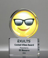 Picture of Emoji Sunglasses Face Trophy - Cool Under Pressure Award