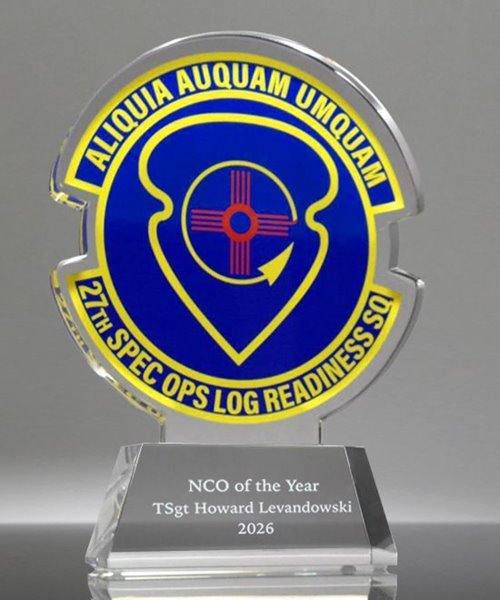 Picture of Custom Military Emblem Crystal Trophy