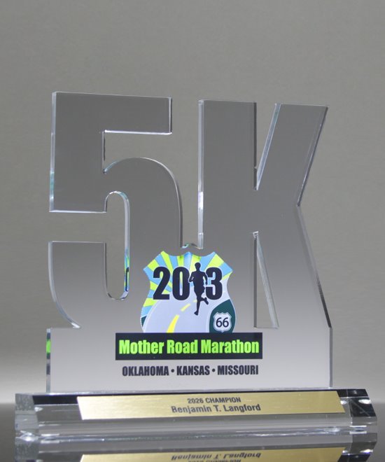 5K Marathon Acrylic Trophy | Custom Running Awards with Engraving ...