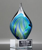 Picture of Jade Turin Art Glass Trophy - Clear Base