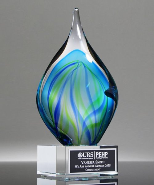 Picture of Jade Turin Art Glass Trophy - Clear Base